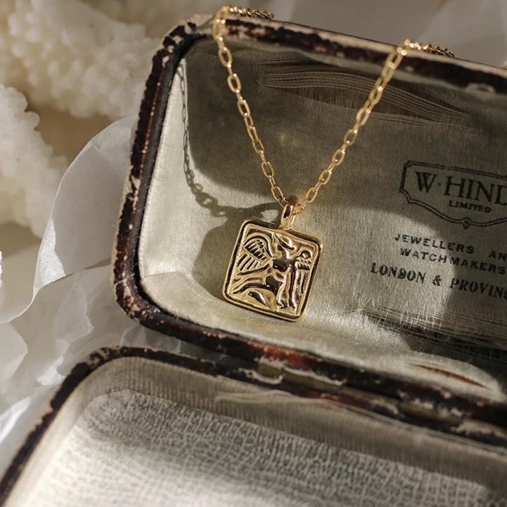 Angle pedant necklace, angle necklace, layered necklace, gold necklace